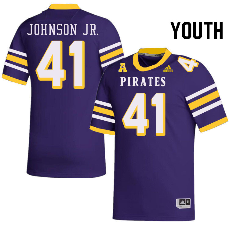 Youth #41 DJ Johnson Jr. ECU Pirates College Football Jerseys Stitched-Throwback